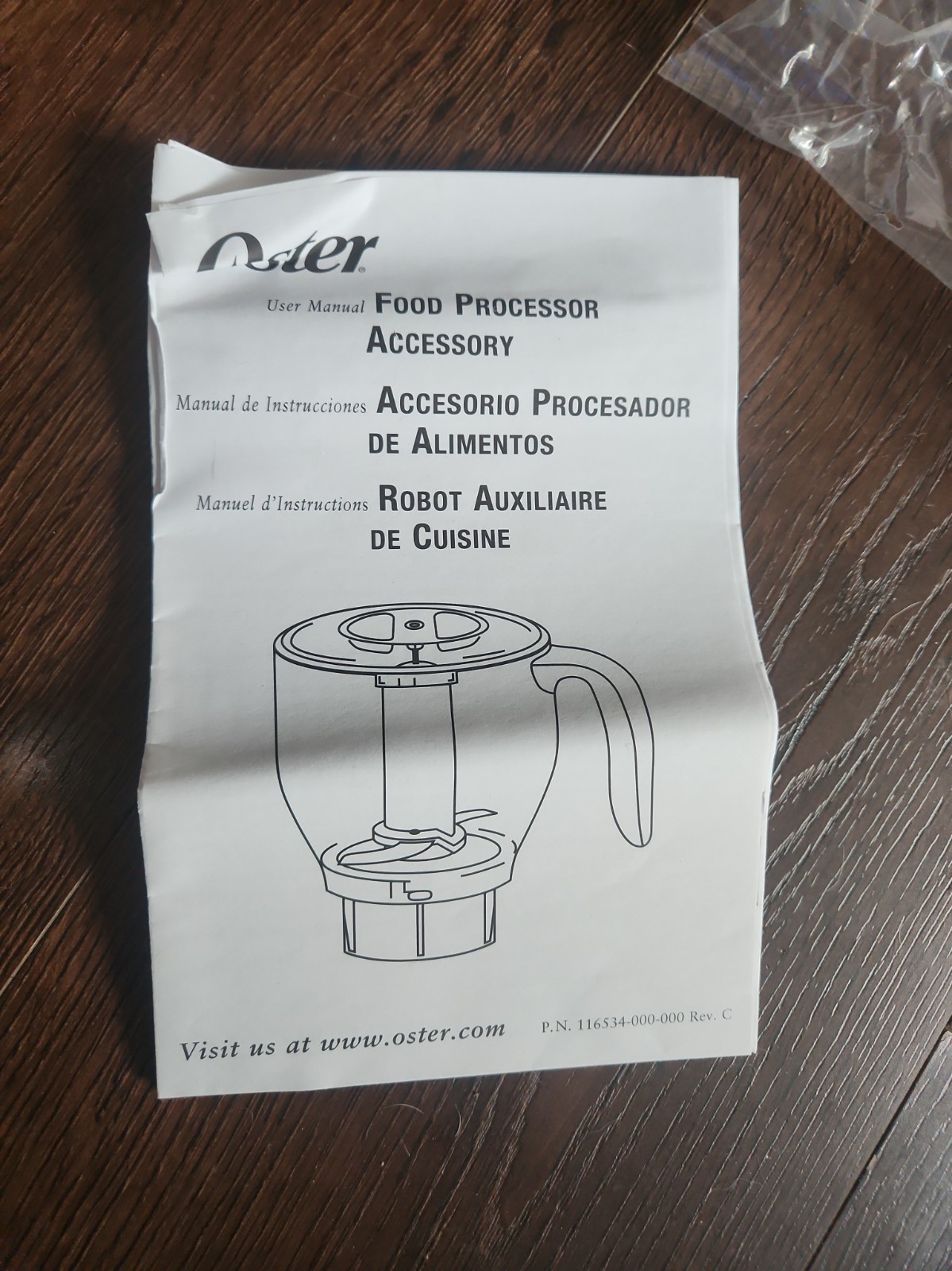 Oster Blender Food Processor Attachment 3-Cup Assembly 116432101090 Replacement gallery