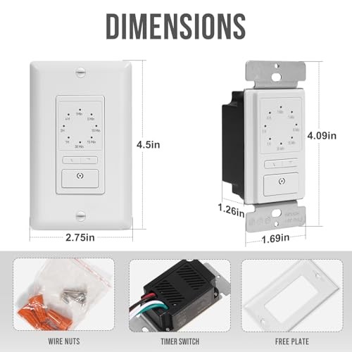 4Hrs Countdown Timer Switch, 1-5-10-20-30-60 Min, 2-4 Hour, 1 - Pack White gallery