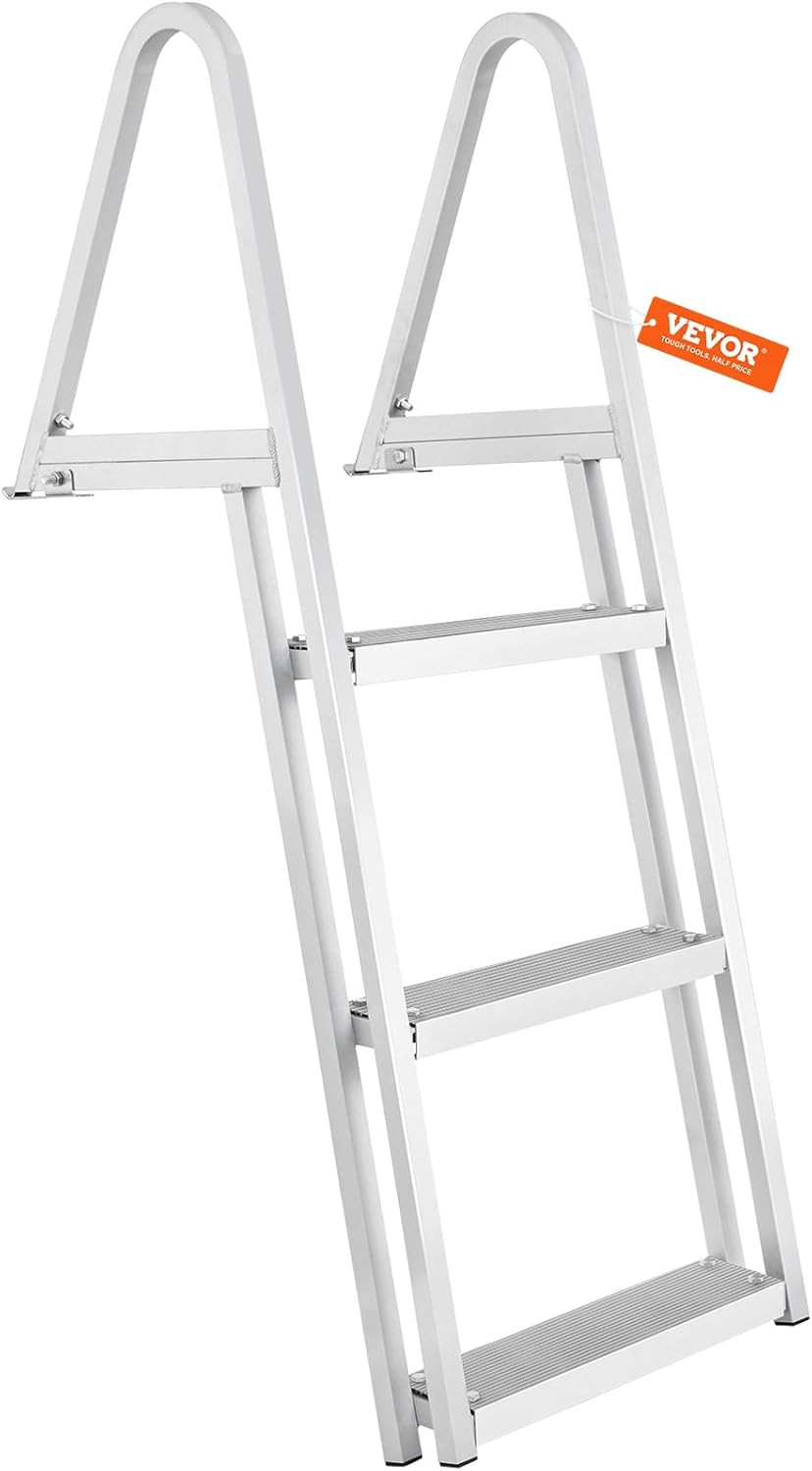 Removable Dock Ladder 3 Steps, 350 Lbs Load Capacity, Pontoon Boat Ladder with 4 gallery