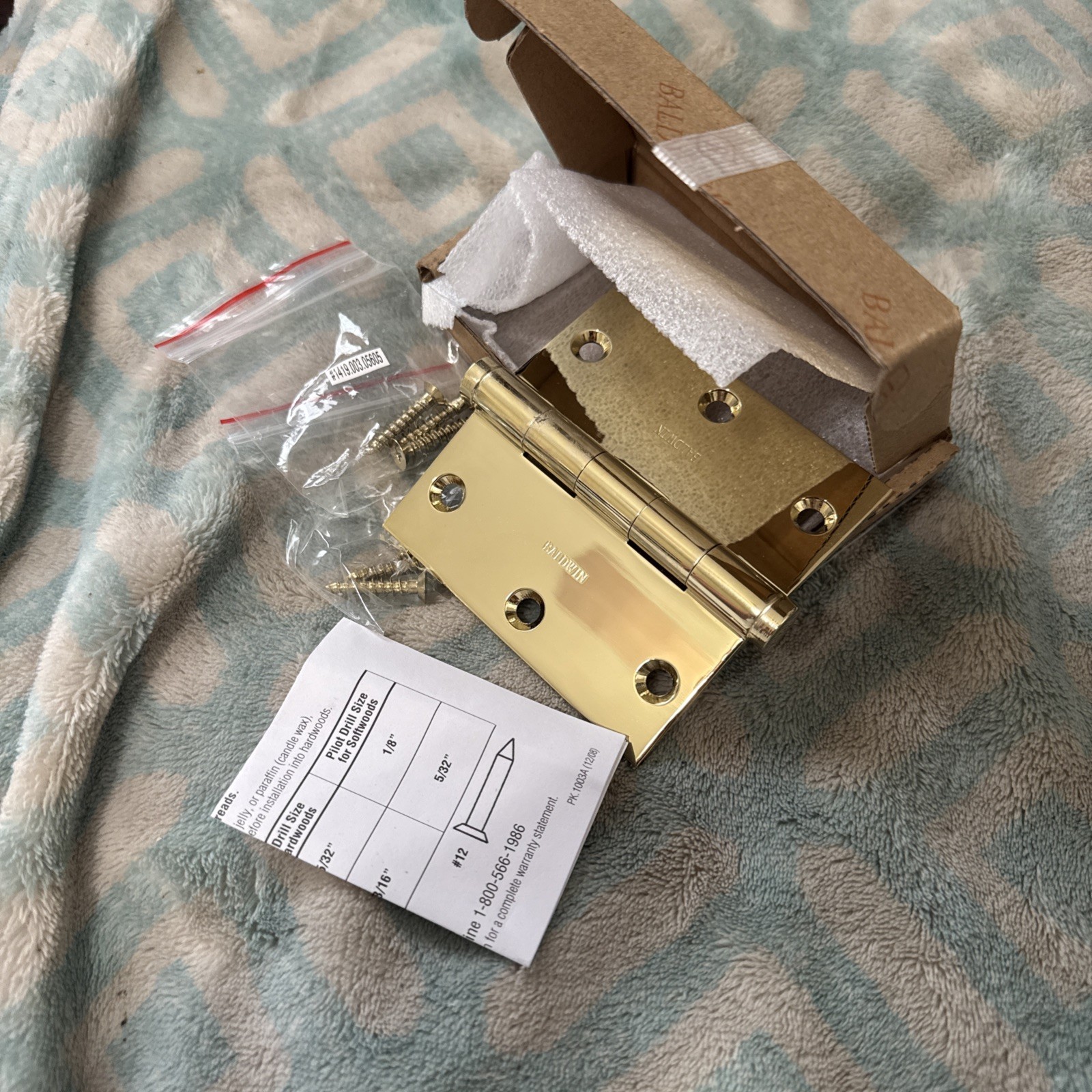 NIB** Baldwin 3-1/2" Square Door Hinge - Polished Brass 1035.003.I !! 3.5x3.5 gallery