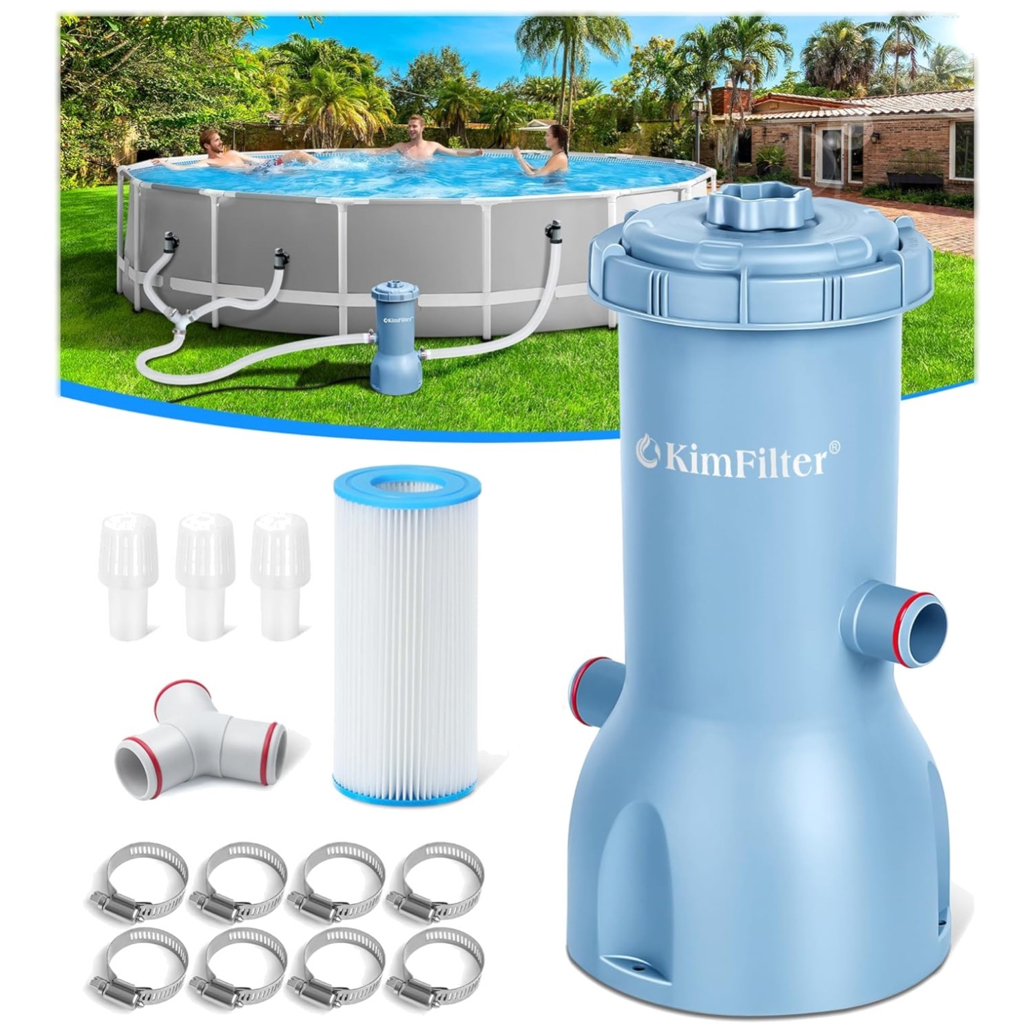 Pro Series 1000 GPH Pool Filter Pump - Blue gallery