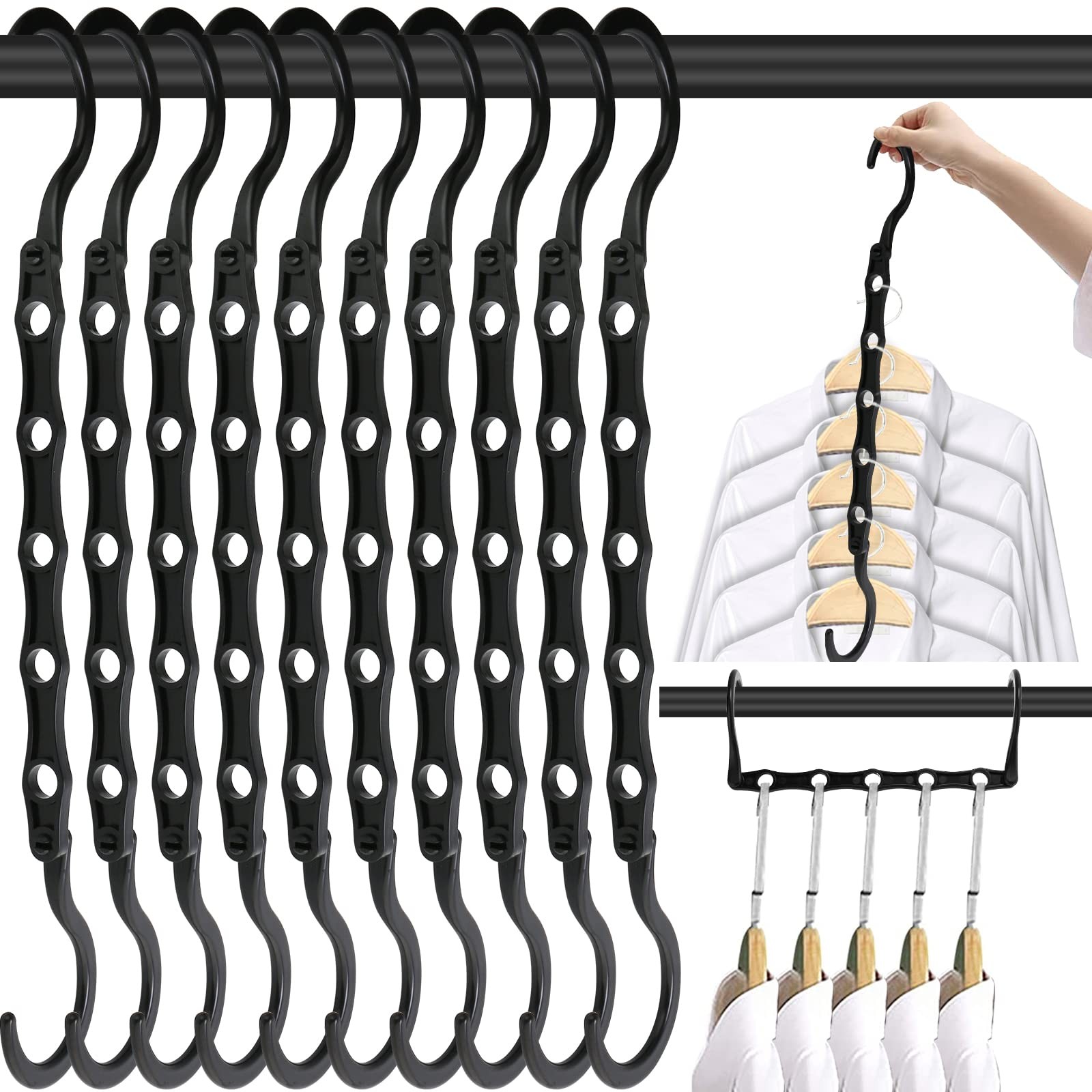 5/10 Pack Magic Hangers Space Saving Hangers Closet Space Saver Hanger Organizer gallery
