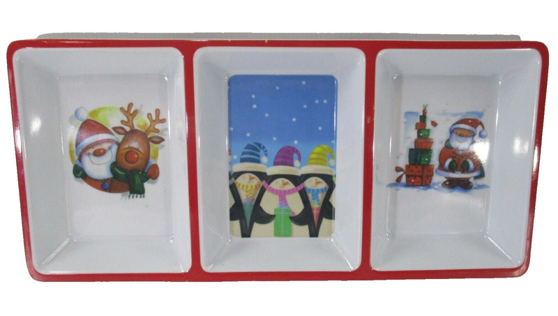 Accent Christmas Melamine Side Serving Tray 3 Sections 33cm x 15.5cm Height 3cm gallery