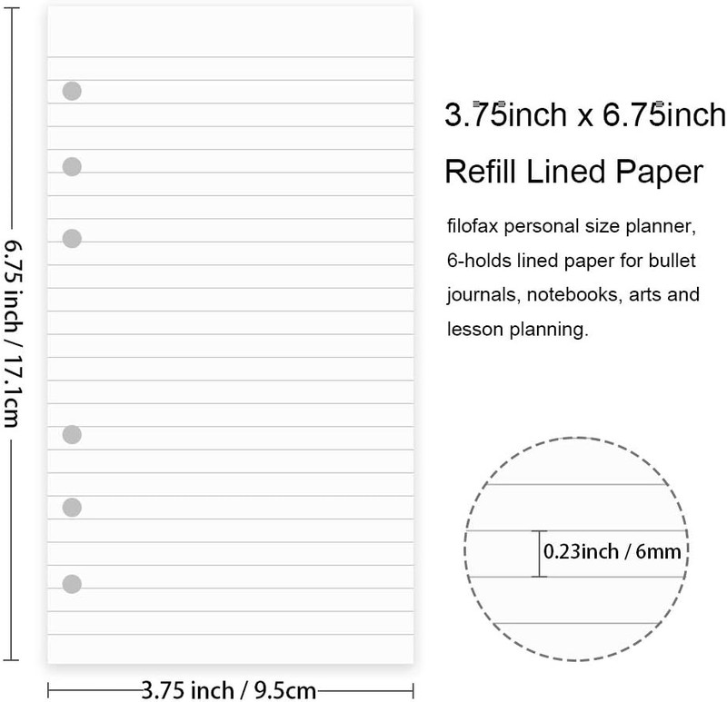 A6 Refill Paper, 100 Sheets Lined Paper, 6 Hole Punched - 5 Binder Dividers, 3 P gallery
