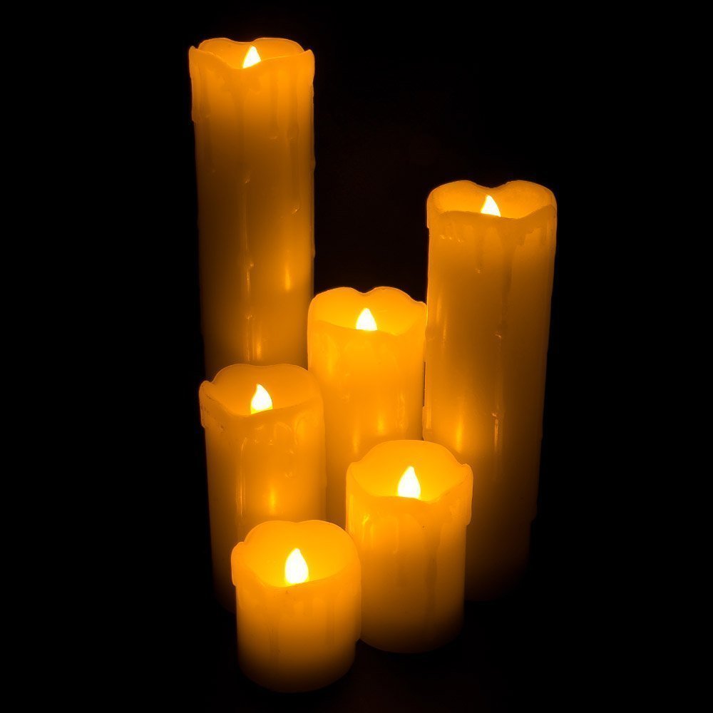 Halloween 6pcs Timer Flickering Flameless 2"-9" LED Pillar Candles Realistic gallery