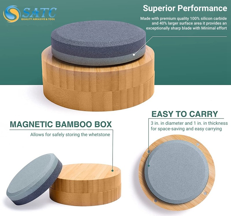 SATC Round 2 Grit Sharpening Stone Axe Blade Edge Sharpener Hand Tool with Case gallery