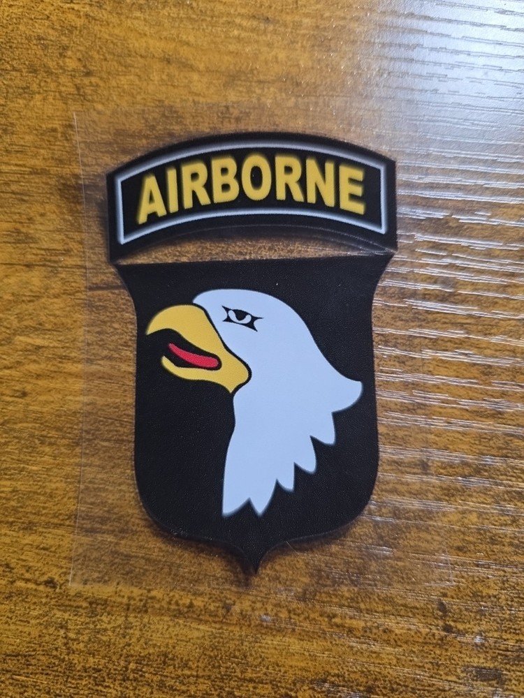 101st Airborne Screaming Eagles Patch Tab UV DTF Decal Waterproof Made In USA