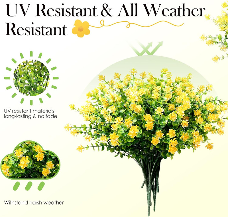 12 Pack Artificial Flowers & Plants for Outdoor Decor - Faux Eucalyptus & Lavend gallery