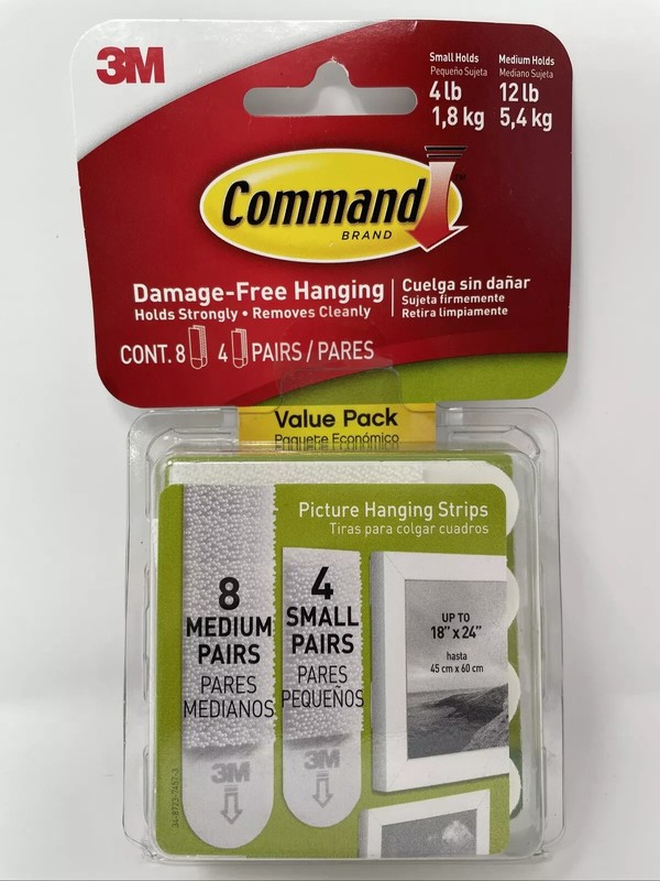 Command Picture Hanging Strips Value Pack 8 Medium & 4 Small Pairs PACK OF 3 gallery