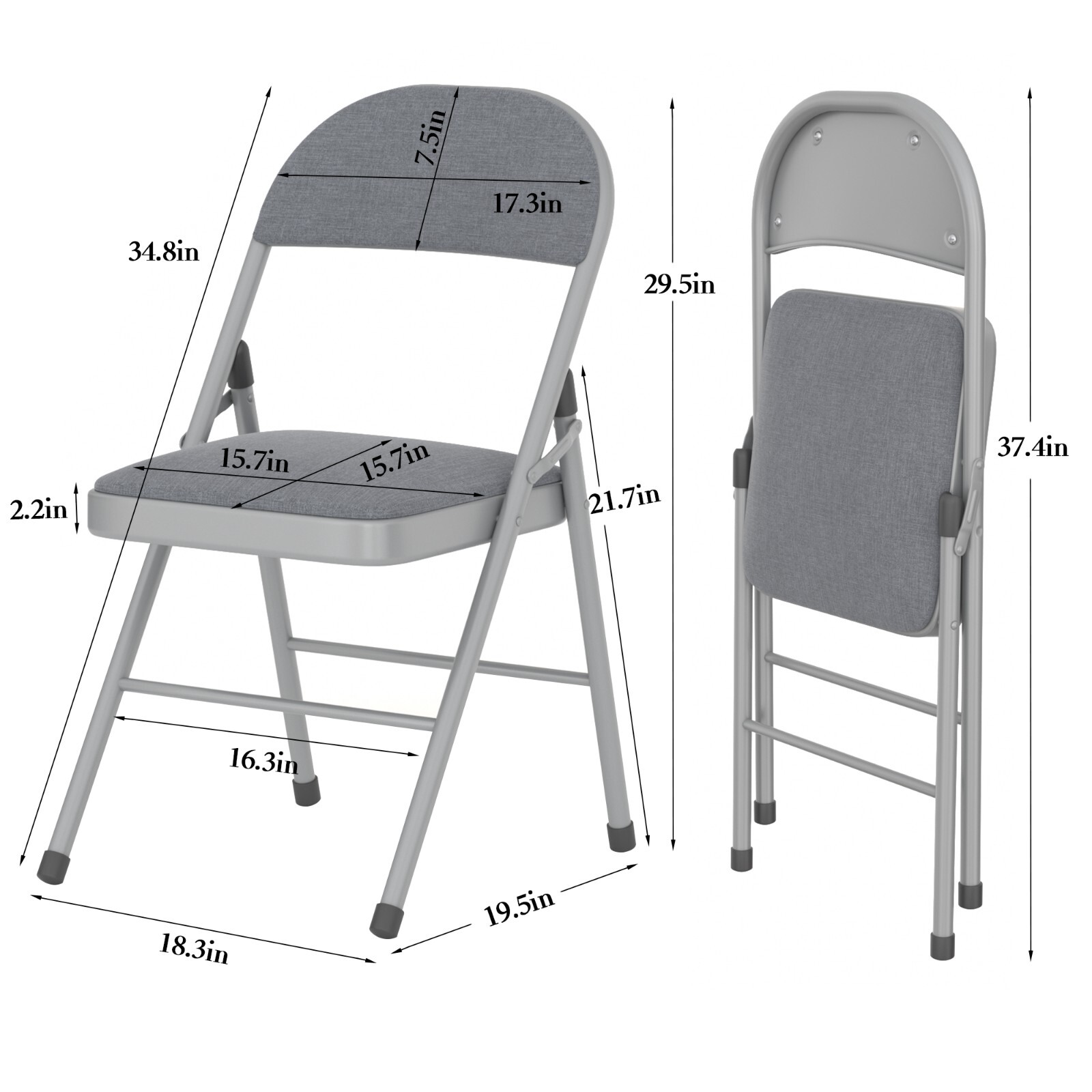 4 Pcs Steel Frame Folding Backrest Chairs 350 LB Weight Capacity Office Stool gallery