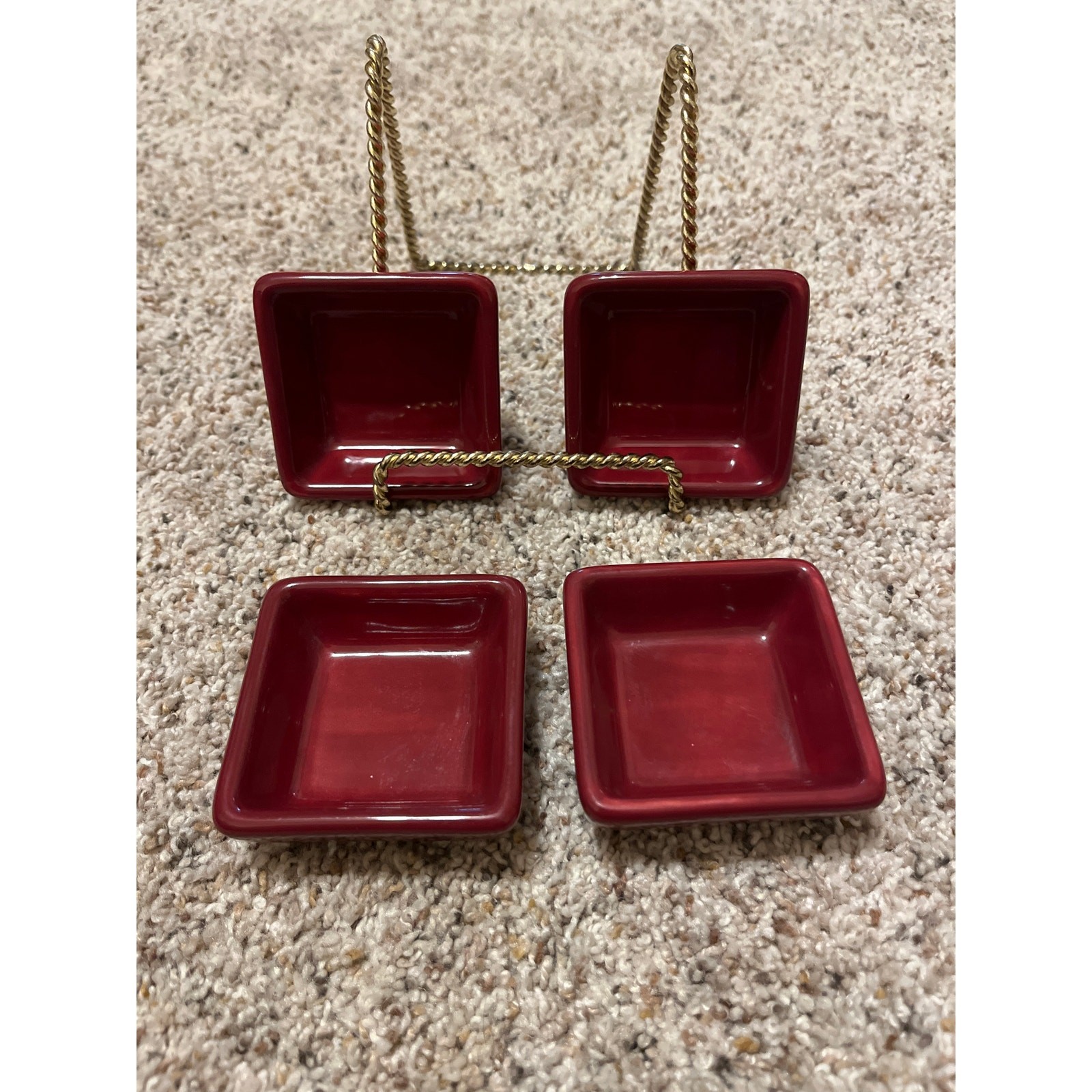 Pampered Chef Simple Additions Petite Squares Cranberry Dip Bowls gallery