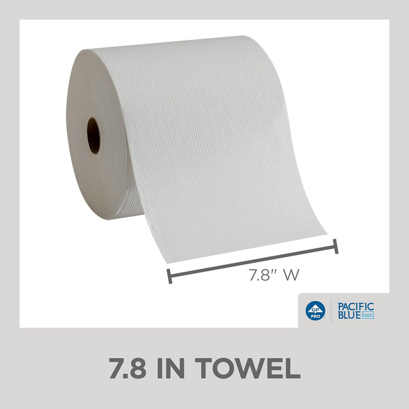 Georgia-Pacific Blue Basic Recycled Paper Towel Rolls by PRO, White, 26601, 800 gallery