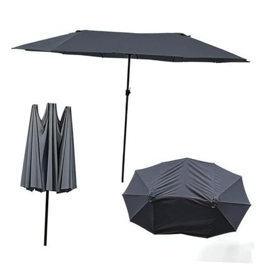 Patio Umbrella Replacement Canopy 12 Ribs for 15'X9' Double Sided Patio Gray gallery