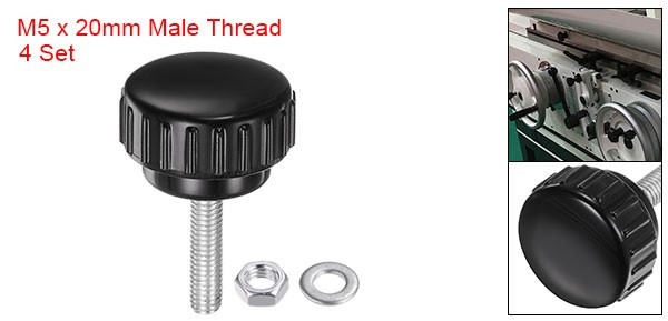 4 Sets Knurled Knobs with Nuts Washers, M5 x 20mm Carbon Steel Stud 25mm Head gallery