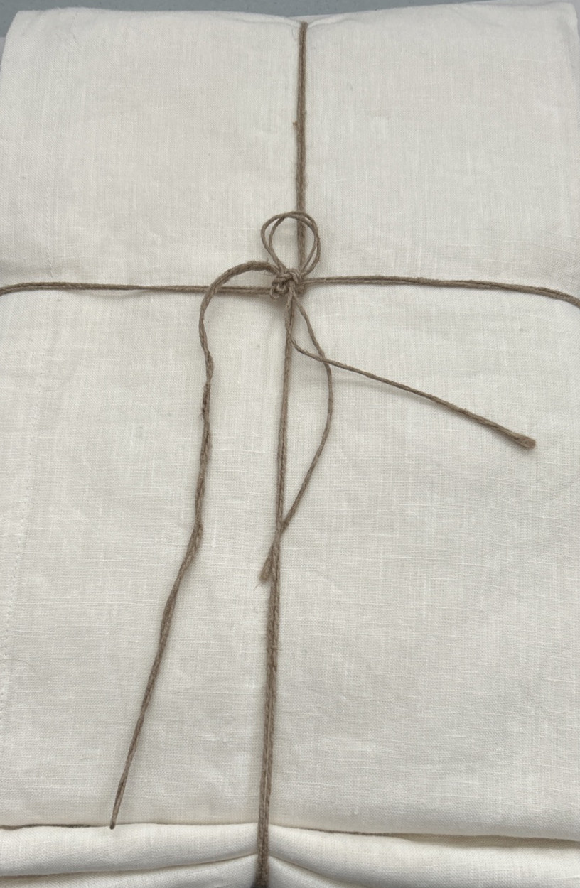 Pure Linen Tablecloth Cream 60x84 Rectangular 100% Luxury Linen Neutral New gallery