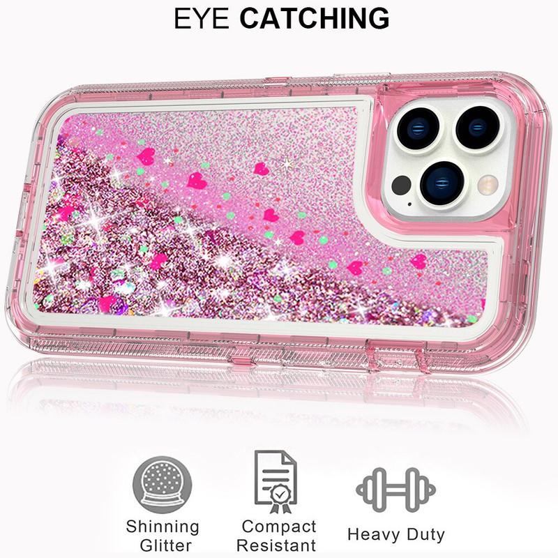 Shockproof Liquid Glitter Defender Case For iPhone 16 15 14 Pro Max 13 12 11 XS gallery