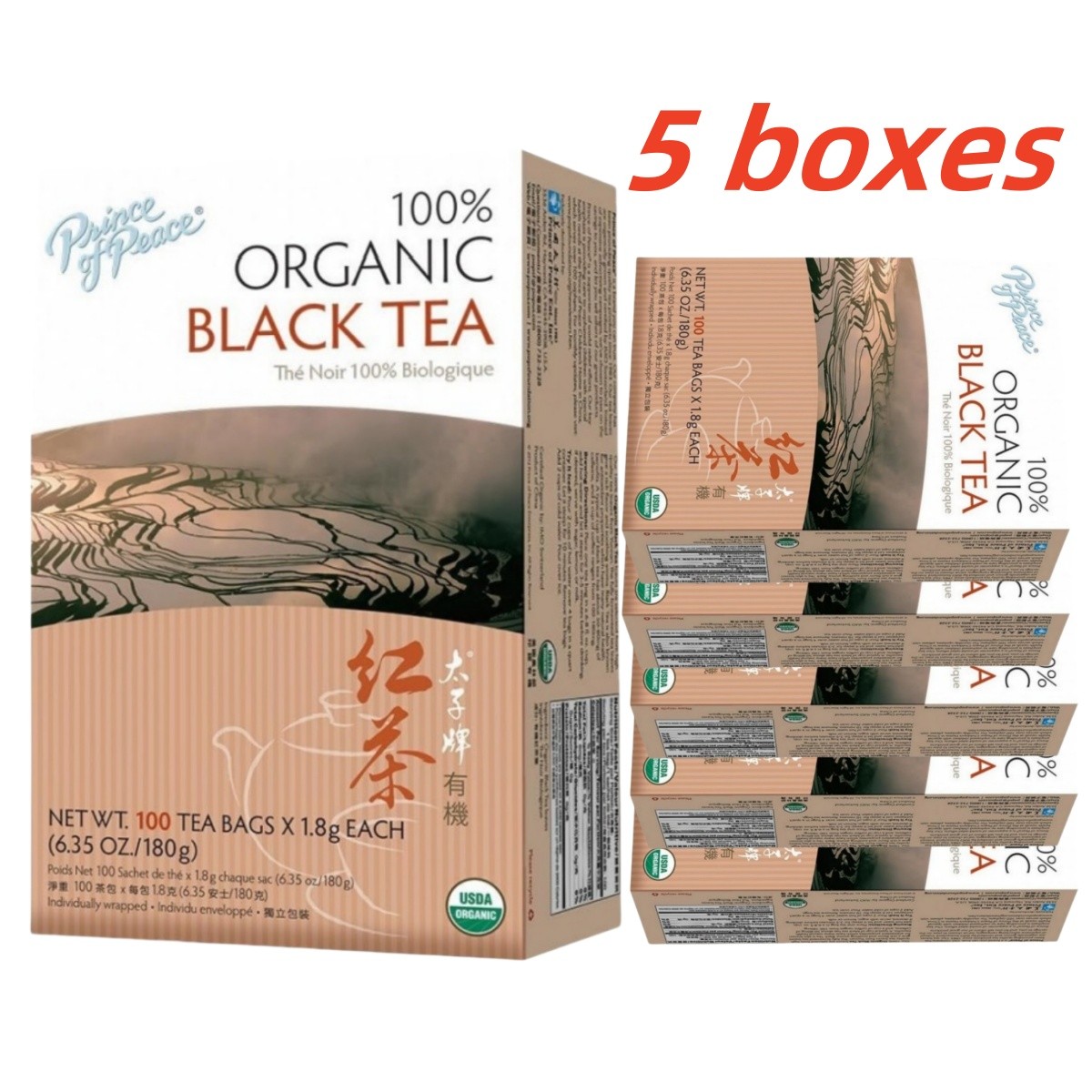 100% Organic Black Tea- 5 Boxes-100 Tea Bags Each Box -invigorating Tea gallery