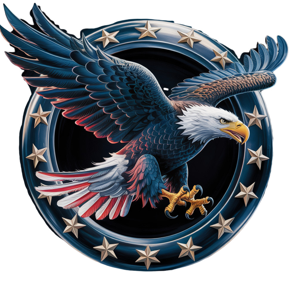 5 inch Patriotic Bald Eagle Circle American Flag Vinyl Sticker Decal USA