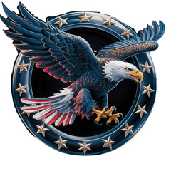 5 inch Patriotic Bald Eagle Circle American Flag Vinyl Sticker Decal USA
