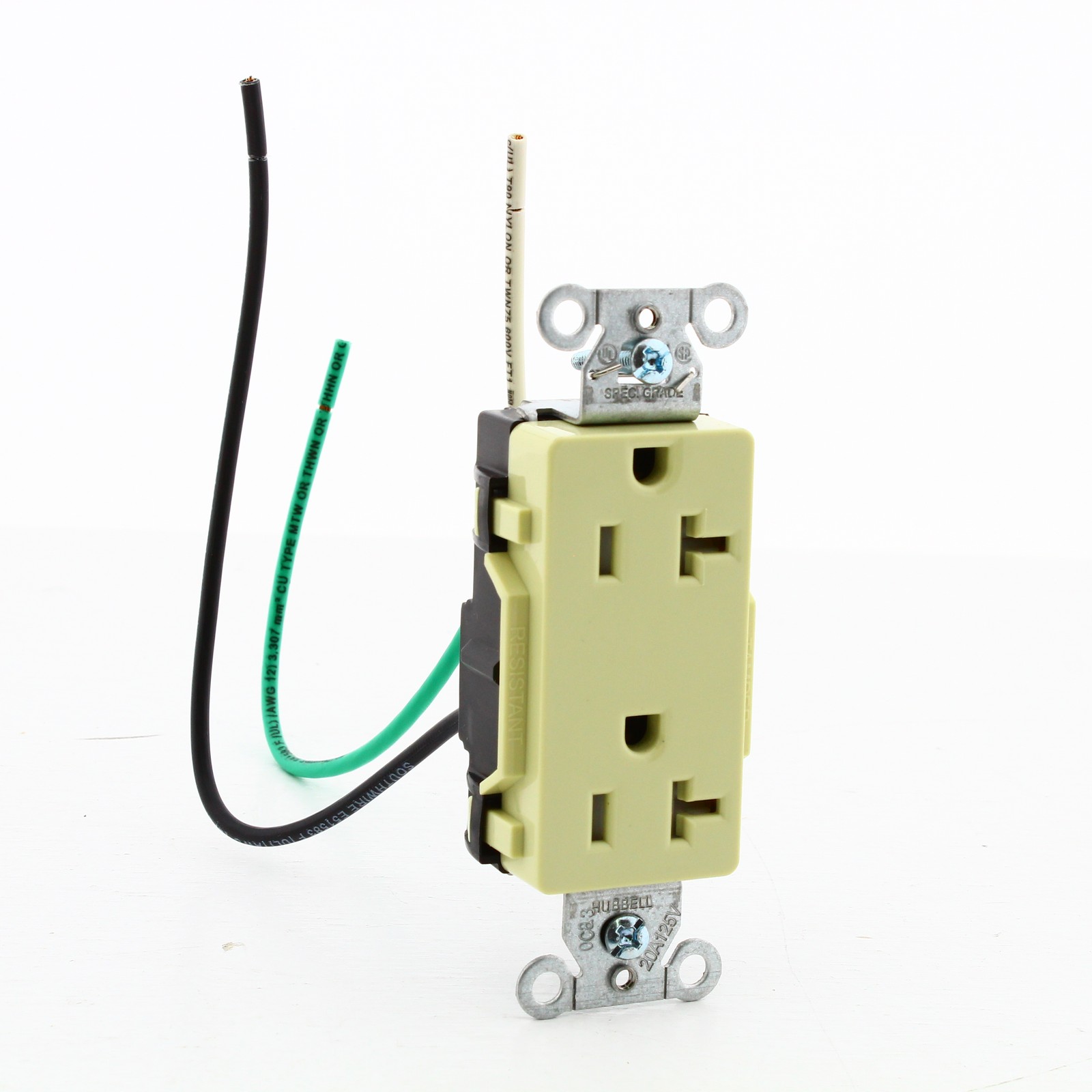 50 Hubbell Ivory 20A TR Decorator Outlets 5-20R w/ 6.5" Stranded Leads DR20ITRP2 gallery