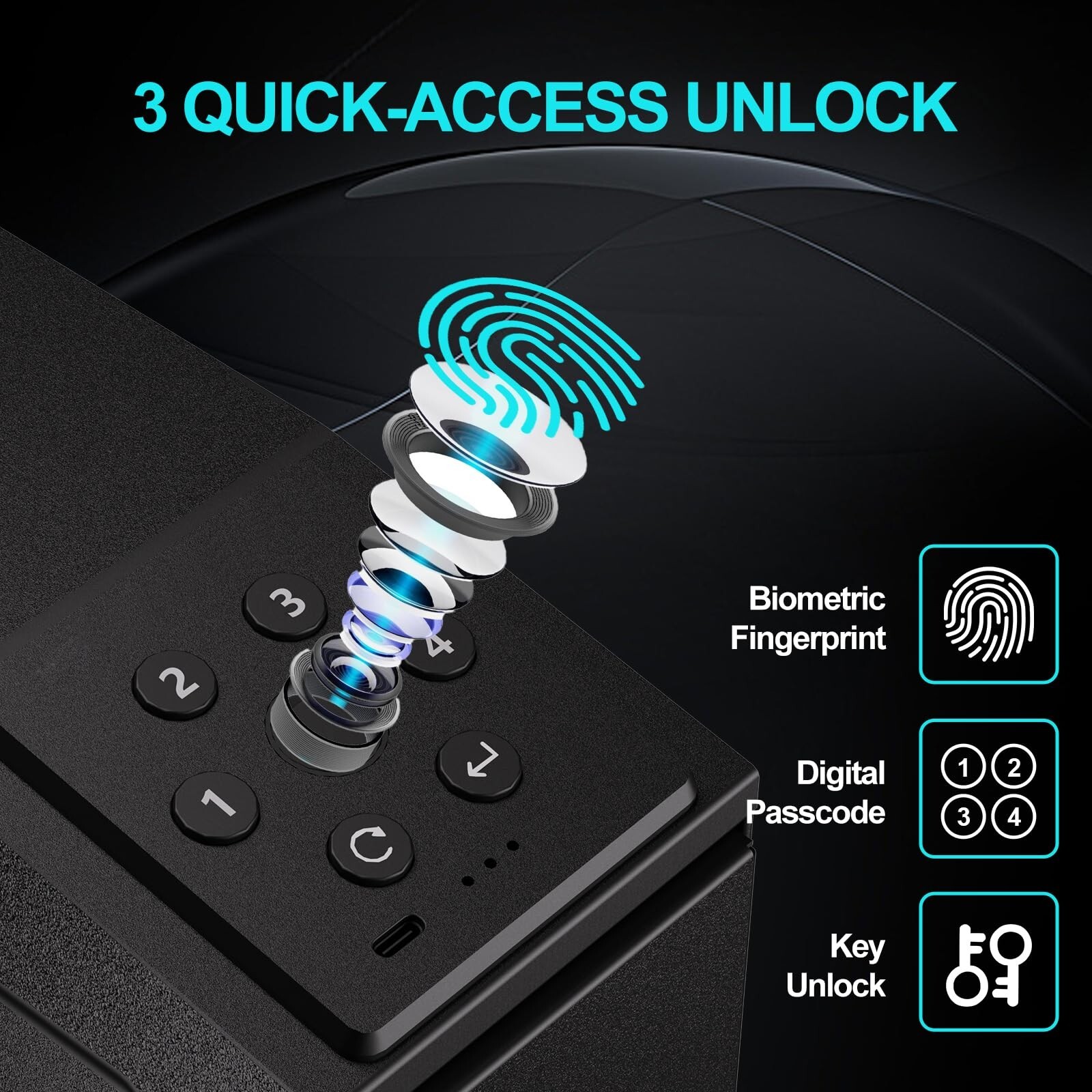 Gun Safe For Handgun, Biometric Slider Bedside Handgun Safe, Pistol Lock Case... gallery