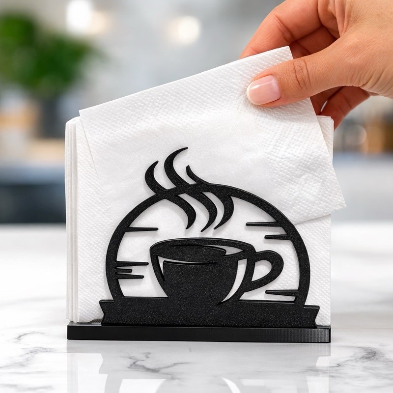 Tabletop Napkin Holder Organizer Coffee Lover Tissue Holder 3D Printed gallery