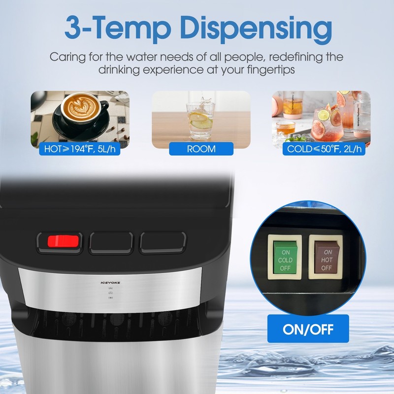 Self-cleaning Bottom Loading Hot & Cold Water Cooler Dispenser for 3 or 5 Gallon gallery