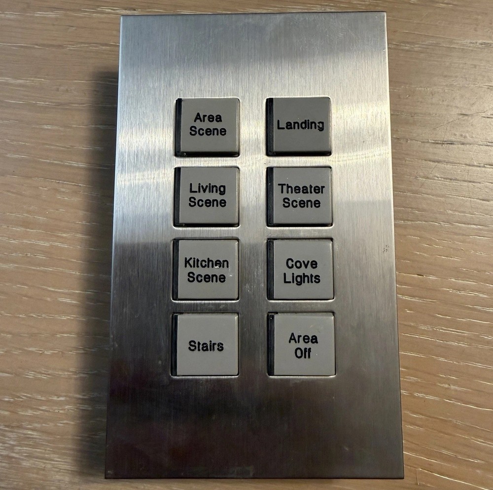 Vantage Light Control 8-Button Keypad Square Touch Nickel Trim Faceplate Panel