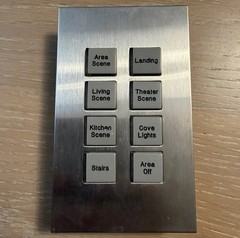 Vantage Light Control 8-Button Keypad Square Touch Nickel Trim Faceplate Panel