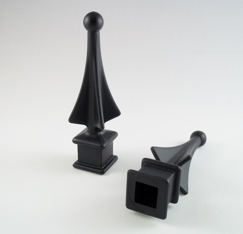 25 EACH (1/2-INCH) BLACK PLASTIC IRON FENCE FINIAL TOPS 1-30 4-SIDED SPIRE