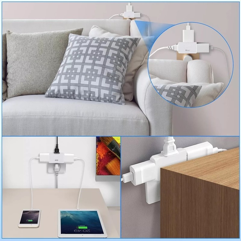 3 Pack AC Flat Wall Outlet Extender Plug Adapter Outlet, Fold-Able 3 Way Wa gallery