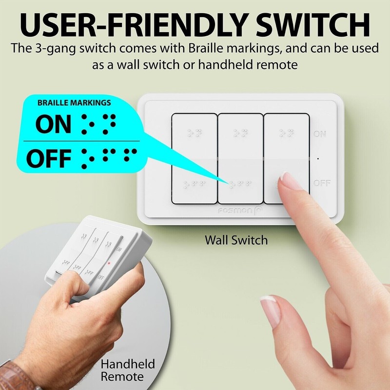 Wireless Remote Control 3 Outlet Plug On OFF Electrical Grounded Wall Switch gallery