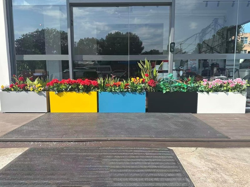Black Rectangular Planter 40x16x18 Inch Metal Outdoor gallery