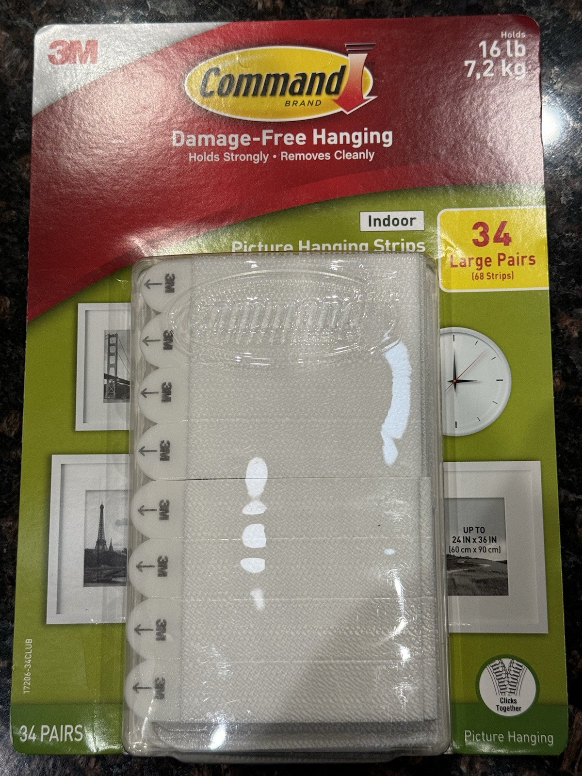 3M Command Picture Hanging Strips 34 Pairs 68 Large Strips Hold 16 lbs gallery