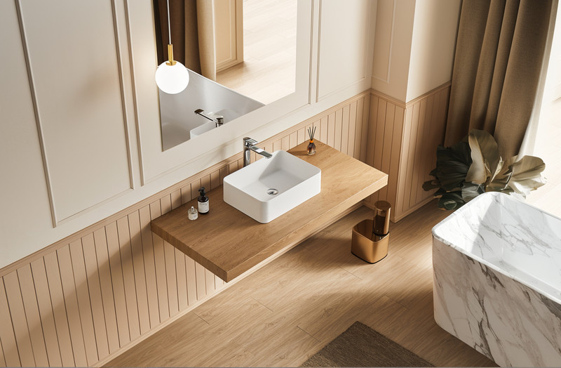 20"x14" Solid Surface Vessel Sink Matte White Bathroom Basin Modern gallery