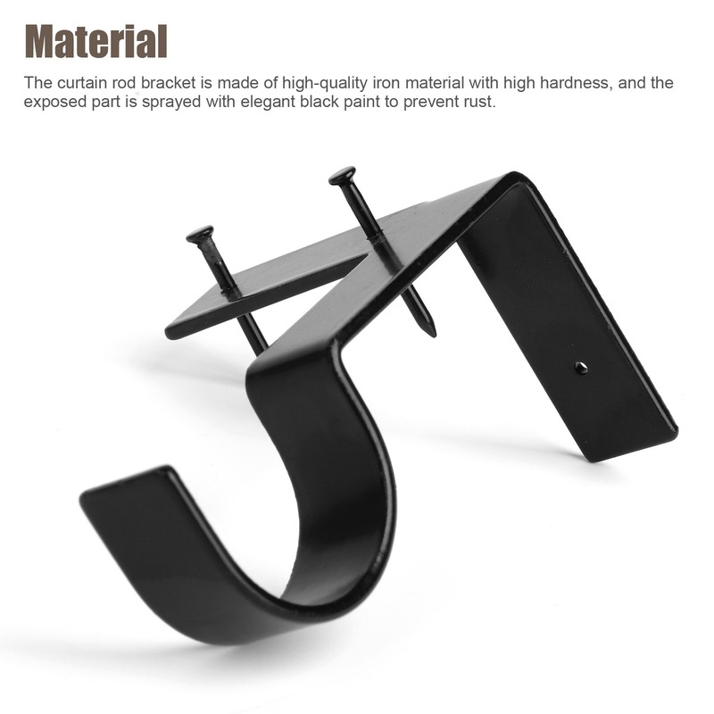4Pcs Curtain Pole Brackets No Drill Curtains Rod Holder Into Wooden Window Frame gallery
