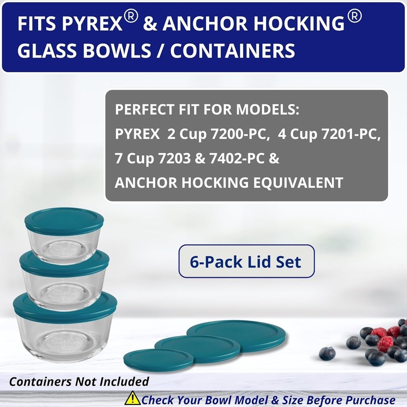 Food Storage Lids Replacement Set for Pyrex Anchor Hocking 6 Pack gallery