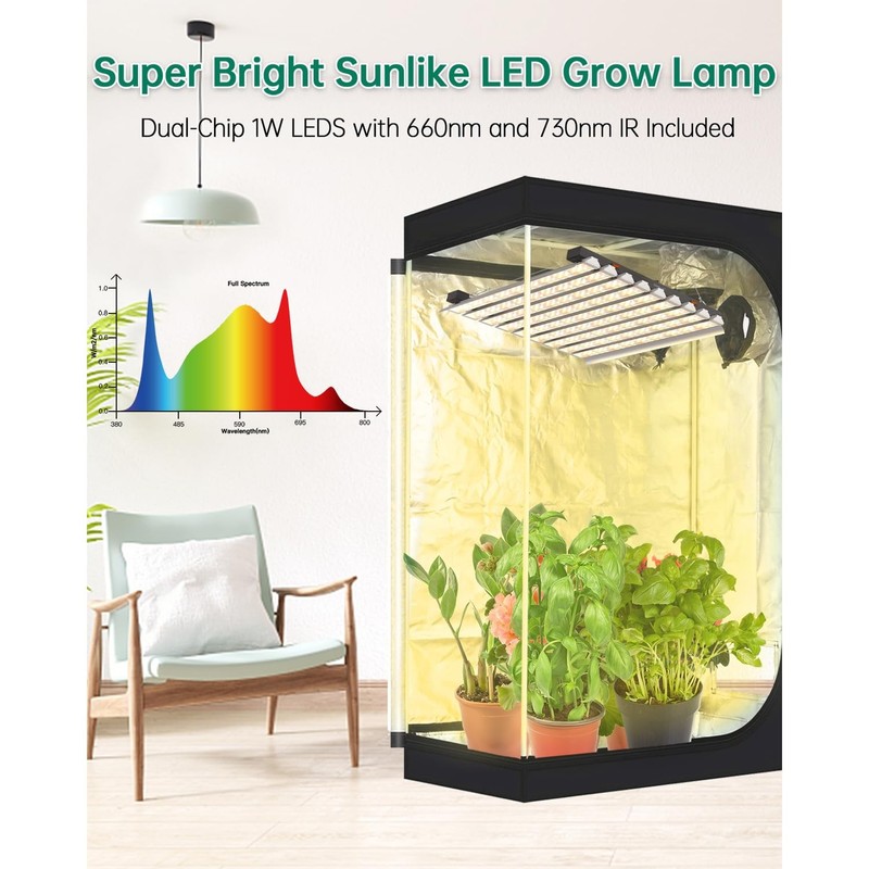 400W LED Grow Light 4×4ft Coverage with Double Switches, Full Spectrum Grow L... gallery