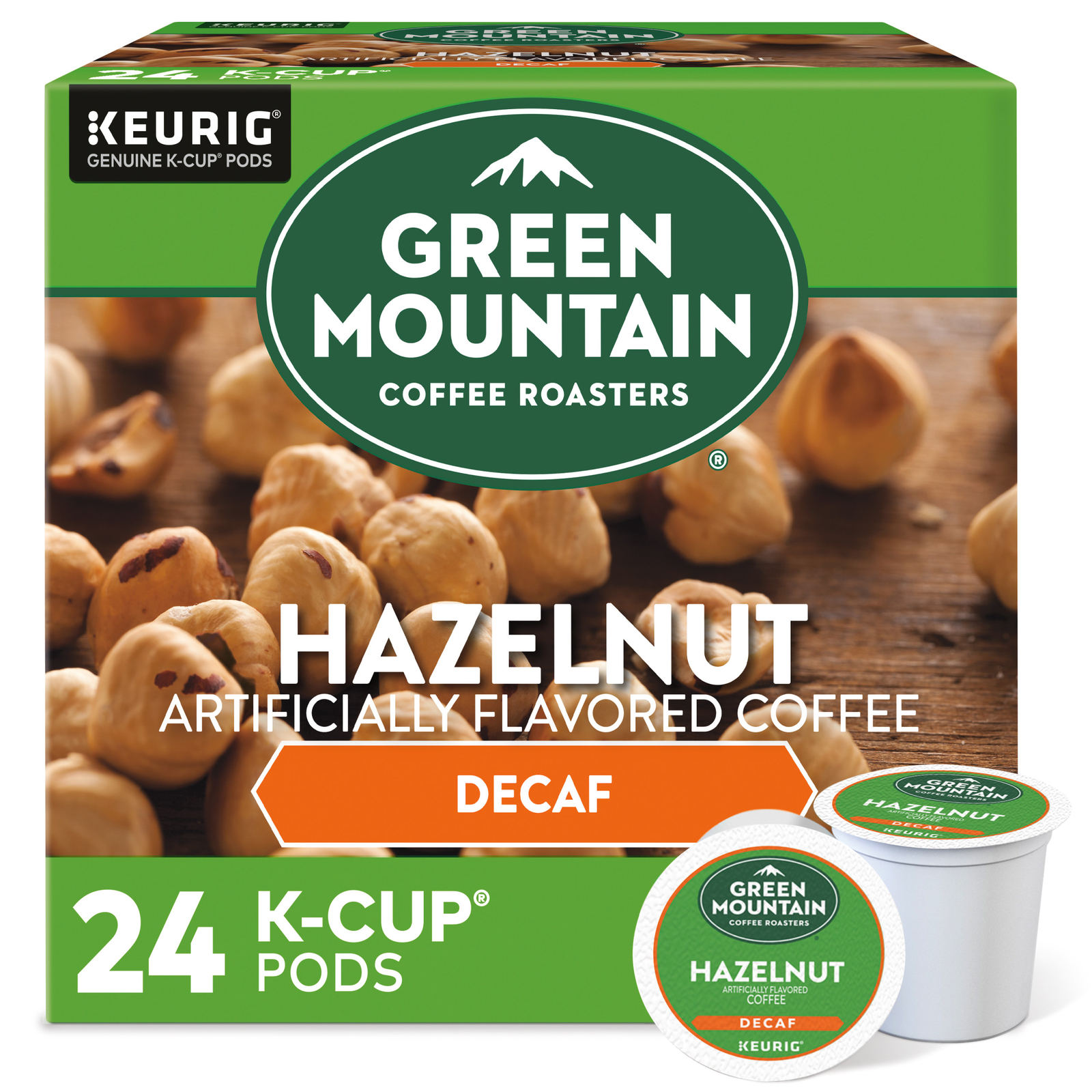 Green Mountain Coffee Hazelnut Decaf Coffee, K-Cup pods, Light Roast, 24 Count gallery
