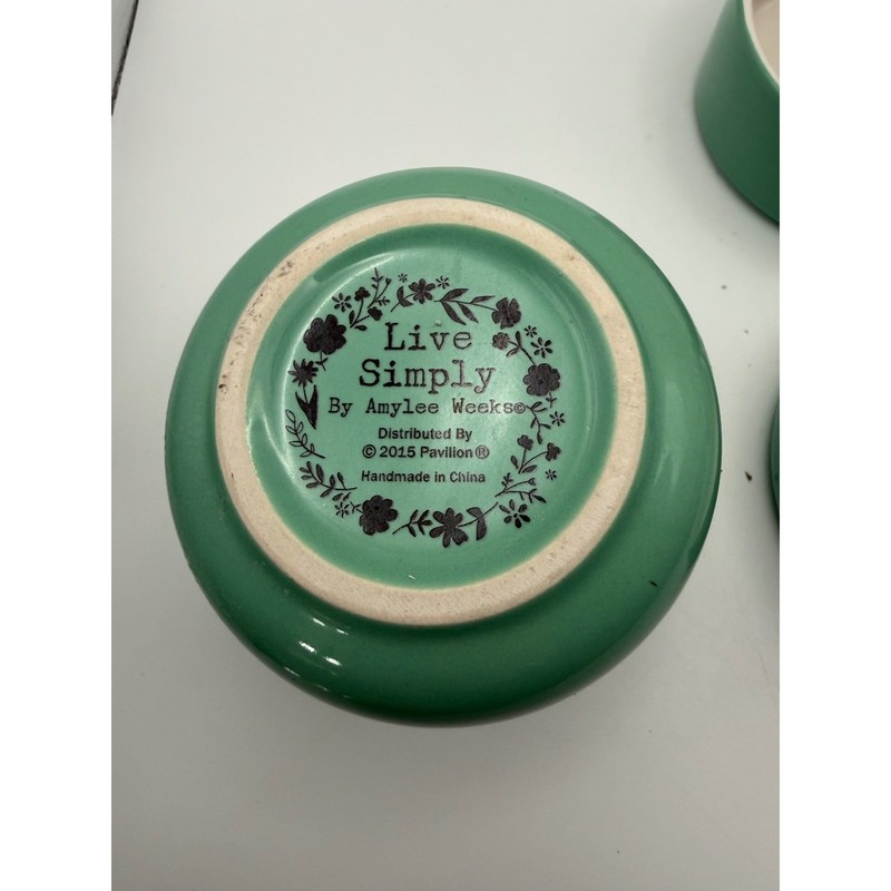 Live Simply Amylee Weeks Stackable Ceramic Measuring Cups Farmhouse Teal 4 Piece gallery