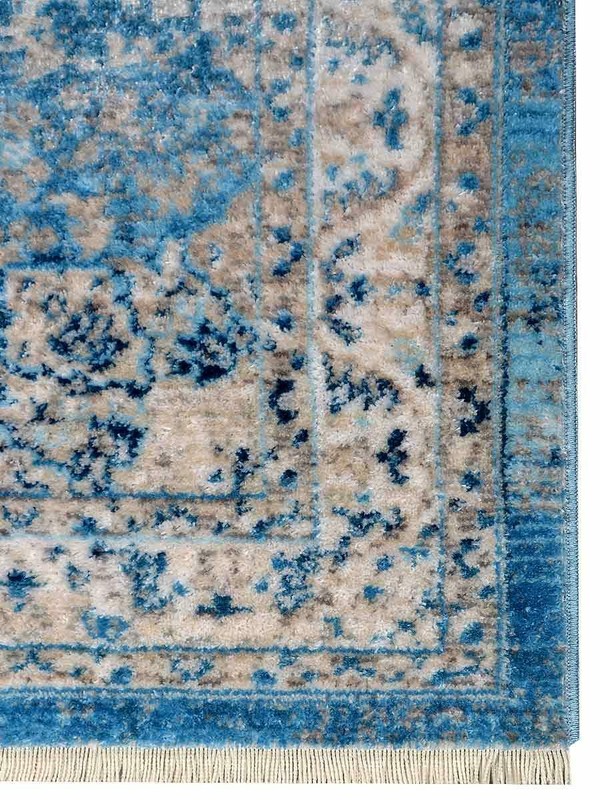 Machine Woven Cross Weave Polyester 2'6'x9'10' Runner Area Rug Oriental Blue BBH gallery