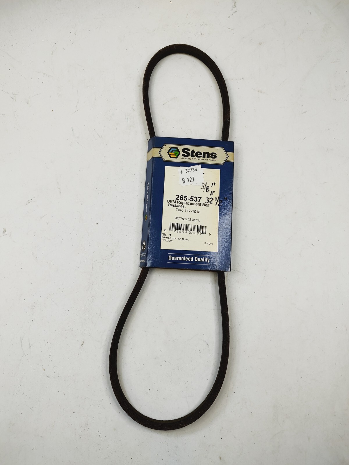 Stens 265-537 OEM Replacement Belt For Toro 117-1018 3/8" W x 32 3/8" L NOS gallery
