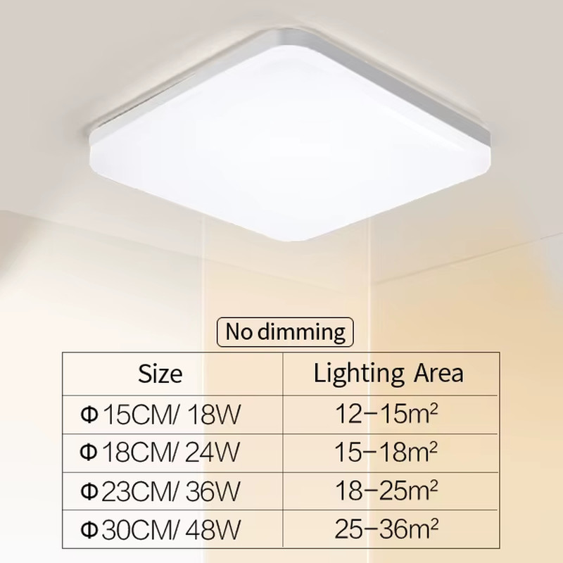 SquareRound LED Ceiling Lamp for Bedroom, 48W/36W/24W/18W, Neutral & Warm White gallery