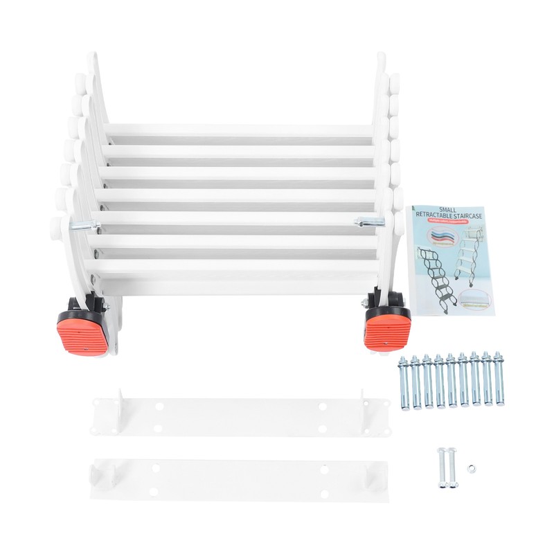 Retractable Pull-Down Attic Ladder -68.9" Wall Mounted Folding Loft Ladder Stair gallery