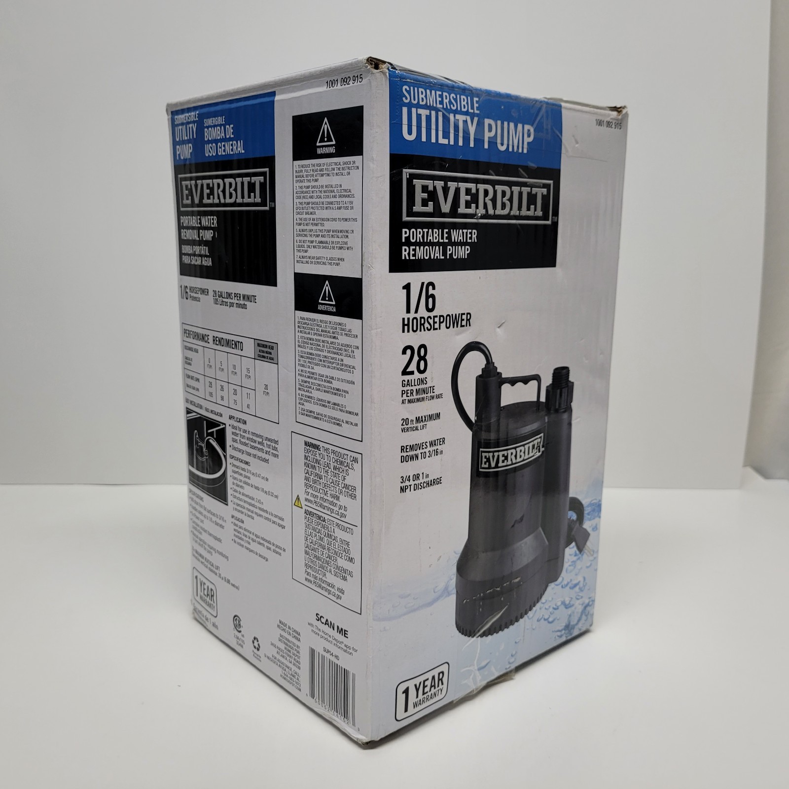 Everbilt Submersible Utility Pump Plastic SUP54-HD - Open Box - Tested gallery
