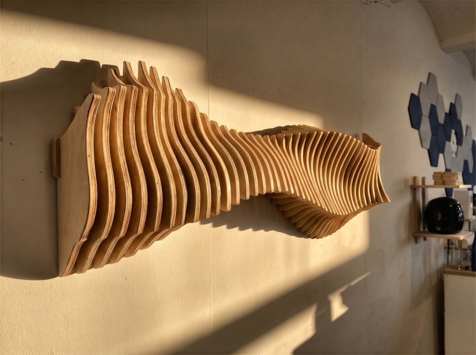 Home décor acoustic minimalistic Parametric Modern plywood Wall Art 3D Anomaly gallery