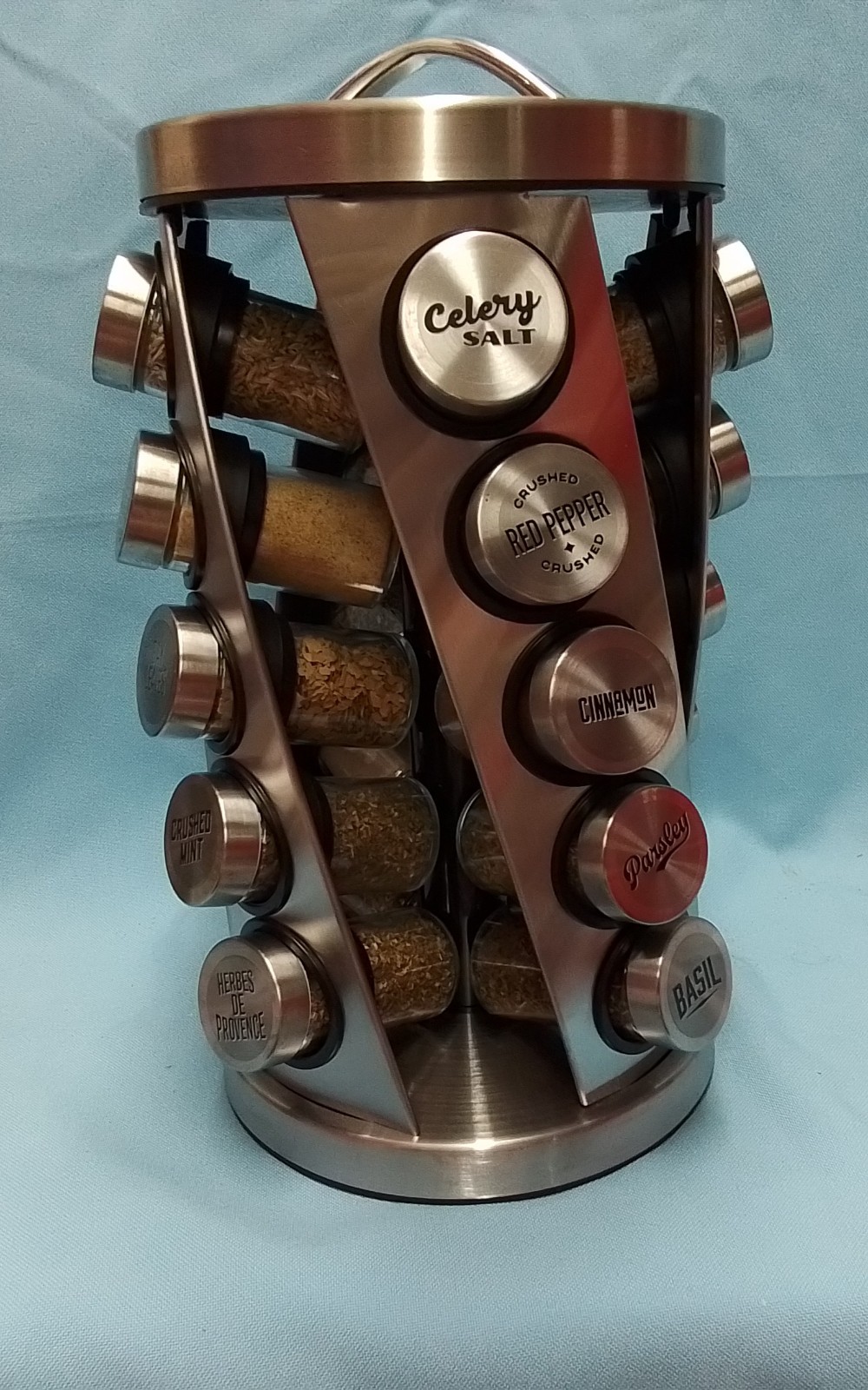 Lifetime Brand Revolving Spice Rack Brushed Nickle Wirh 20 Full Jars gallery