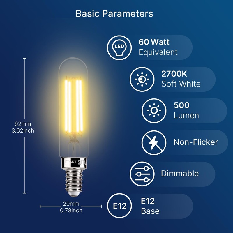 60W Equivalent Dimmable Candelabra LED Bulbs, 2700K Soft White, E12, 6 Pack gallery
