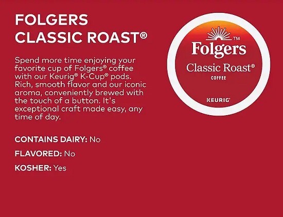 Folgers Classic Roast Coffee, Medium roast, 96 count. Free Shipping gallery