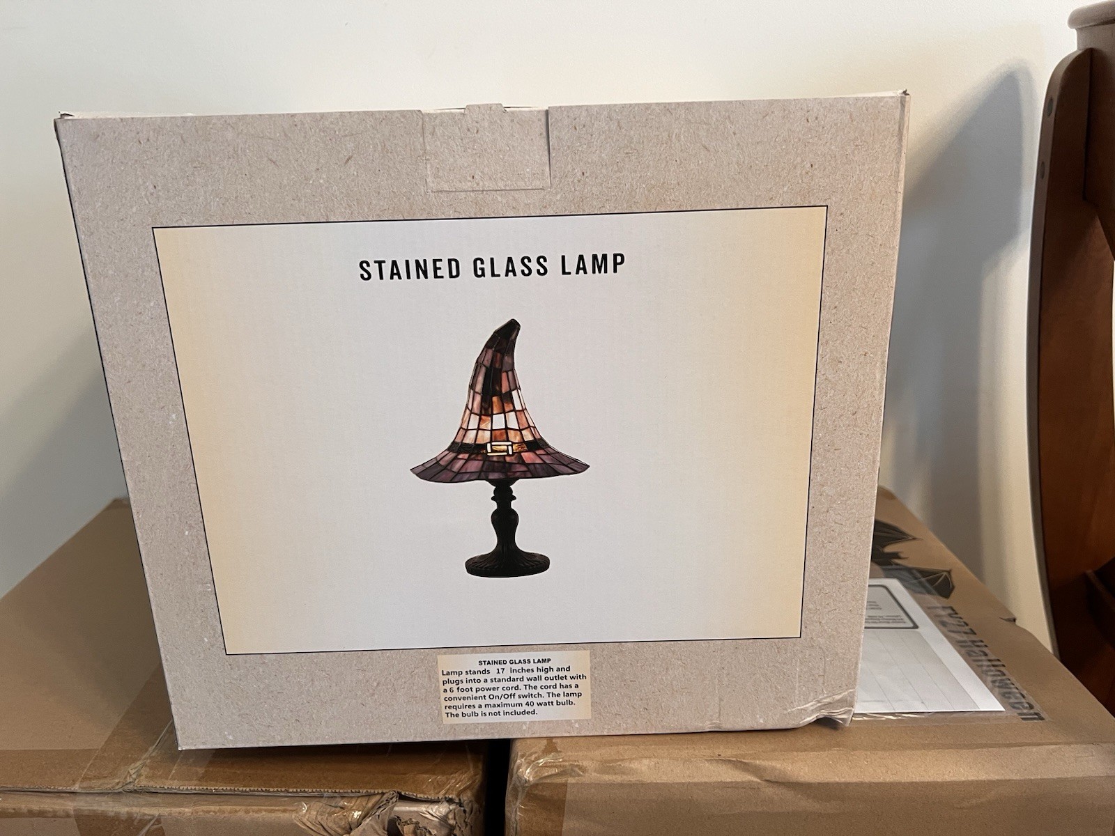 Cracker barrel 2026 STAINED GLASS WITCH HAT LAMP VIRAL HALLOWEEN DECOR Nib! gallery